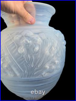 Sabino Important Vase Verre Opalescent Art Deco Rare Modele Algues Marine Ht 35c