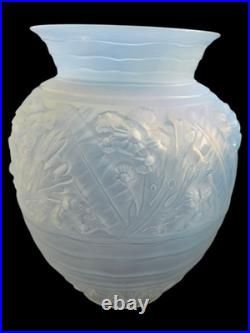 Sabino Important Vase Verre Opalescent Art Deco Rare Modele Algues Marine Ht 35c