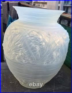 Sabino Important Vase Verre Opalescent Art Deco Rare Modele Algues Marine Ht 35c