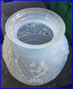 Sabino Important Vase Verre Opalescent Art Deco Rare Modele Algues Marine Ht 35c