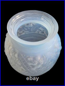 Sabino Important Vase Verre Opalescent Art Deco Rare Modele Algues Marine Ht 35c