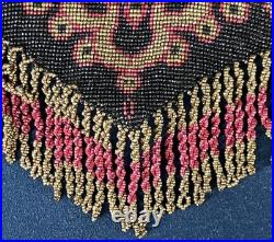 Sac de soirée Art Déco 1920 perles verre bakélite décorée miroir intérieur