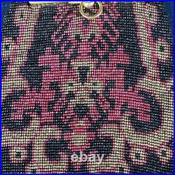 Sac de soirée Art Déco 1920 perles verre bakélite décorée miroir intérieur