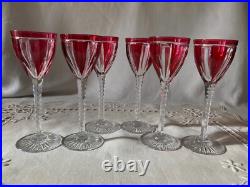 Saint Louis 6 Verres à Vin du Rhin en Cristal Rubis/ Overlay Art Déco 1930