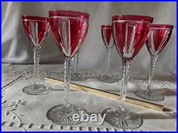 Saint Louis 6 Verres à Vin du Rhin en Cristal Rubis/ Overlay Art Déco 1930