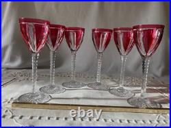 Saint Louis 6 Verres à Vin du Rhin en Cristal Rubis/ Overlay Art Déco 1930