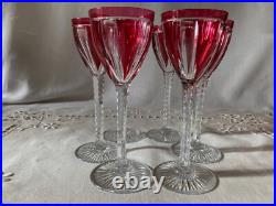 Saint Louis 6 Verres à Vin du Rhin en Cristal Rubis/ Overlay Art Déco 1930
