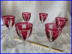 Saint Louis 6 Verres à Vin du Rhin en Cristal Rubis/ Overlay Art Déco 1930
