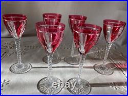 Saint Louis 6 Verres à Vin du Rhin en Cristal Rubis/ Overlay Art Déco 1930