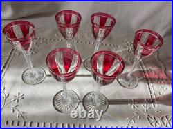 Saint Louis 6 Verres à Vin du Rhin en Cristal Rubis/ Overlay Art Déco 1930