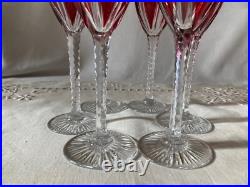 Saint Louis 6 Verres à Vin du Rhin en Cristal Rubis/ Overlay Art Déco 1930
