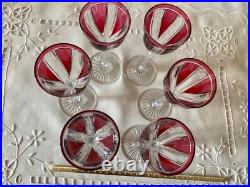 Saint Louis 6 Verres à Vin du Rhin en Cristal Rubis/ Overlay Art Déco 1930