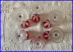 Saint Louis 6 Verres à Vin du Rhin en Cristal Rubis/ Overlay Art Déco 1930