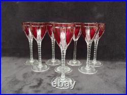 Saint Louis 8 verres à pied en cristal couleur rouge rubis Overlay Art Déco
