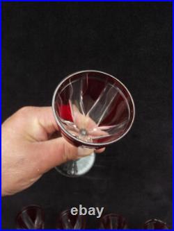 Saint Louis 8 verres à pied en cristal couleur rouge rubis Overlay Art Déco