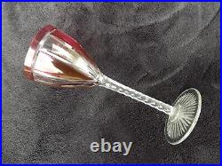 Saint Louis 8 verres à pied en cristal couleur rouge rubis Overlay Art Déco