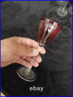 Saint Louis 8 verres à pied en cristal couleur rouge rubis Overlay Art Déco