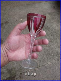 Saint Louis 8 verres à pied en cristal couleur rouge rubis Overlay Art Déco
