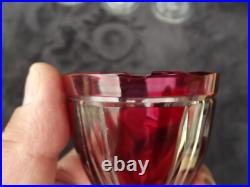 Saint Louis 8 verres à pied en cristal couleur rouge rubis Overlay Art Déco