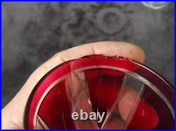 Saint Louis 8 verres à pied en cristal couleur rouge rubis Overlay Art Déco