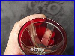 Saint Louis 8 verres à pied en cristal couleur rouge rubis Overlay Art Déco