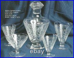 Saint Louis Astrid Cordial Shot Glasses Verres A Liqueur Cristal Gravé Art Deco
