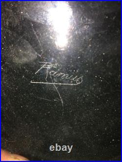 Saladier en verre Signé Maître Verrier Ramus Art DECO Sous Plat Metal argenté