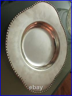 Saladier en verre Signé Maître Verrier Ramus Art DECO Sous Plat Metal argenté
