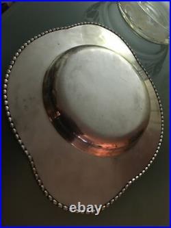 Saladier en verre Signé Maître Verrier Ramus Art DECO Sous Plat Metal argenté