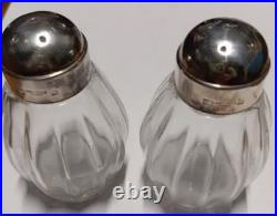 Salière et poivrière Style Art Deco Christofle Métal Argenté Verre Cannelé