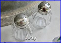 Salière et poivrière Style Art Deco Christofle Métal Argenté Verre Cannelé