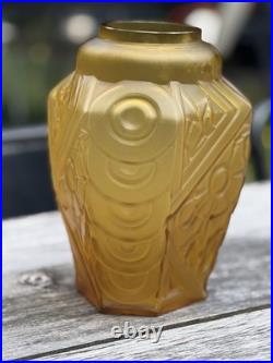 Scailmont Charles Catteau Vase Verre Ondulations Art Deco Belgique Belge België