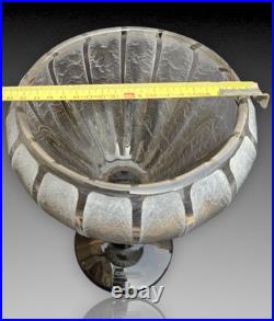 Schneider Grande Coupe Bijou Verre Dégagé A L'acide Art Deco 1930 Ht. 29.5cm