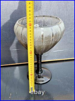 Schneider Grande Coupe Bijou Verre Dégagé A L'acide Art Deco 1930 Ht. 29.5cm