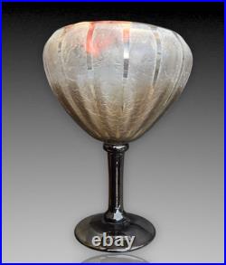 Schneider Grande Coupe Bijou Verre Dégagé A L'acide Art Deco 1930 Ht. 29.5cm