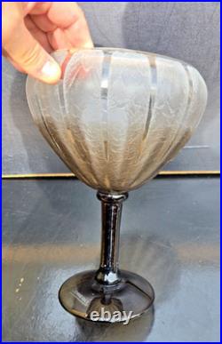 Schneider Grande Coupe Bijou Verre Dégagé A L'acide Art Deco 1930 Ht. 29.5cm