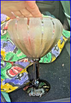 Schneider Grande Coupe Bijou Verre Dégagé A L'acide Art Deco 1930 Ht. 29.5cm