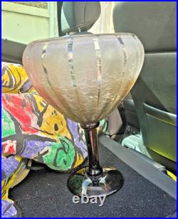 Schneider Grande Coupe Bijou Verre Dégagé A L'acide Art Deco 1930 Ht. 29.5cm
