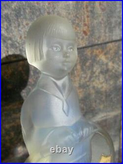 Sculpture statuette enfant en verre époque art deco 1930 REA Verlux Paris statue