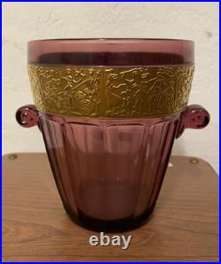 Seau A Glaçons Art Deco Walther Sohne Vase Verre Amethyste Et Galerie Laiton