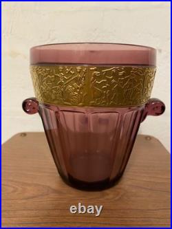 Seau A Glaçons Art Deco Walther Sohne Vase Verre Amethyste Et Galerie Laiton