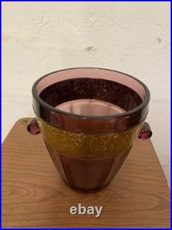 Seau A Glaçons Art Deco Walther Sohne Vase Verre Amethyste Et Galerie Laiton