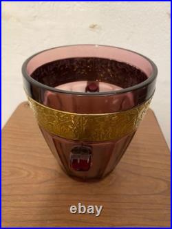 Seau A Glaçons Art Deco Walther Sohne Vase Verre Amethyste Et Galerie Laiton