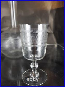 Service 3 Verres soufflé + Carafe cristal gravés style art déco Baccarat
