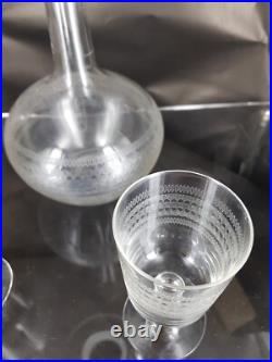 Service 3 Verres soufflé + Carafe cristal gravés style art déco Baccarat