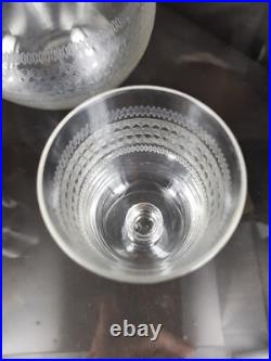 Service 3 Verres soufflé + Carafe cristal gravés style art déco Baccarat