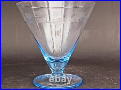Service Art Deco À Orangeade Avec Pichet Carafe &6 Verres En Verre Gravé Coloré