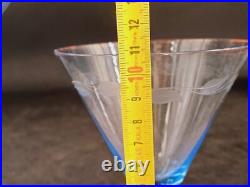 Service Art Deco À Orangeade Avec Pichet Carafe &6 Verres En Verre Gravé Coloré