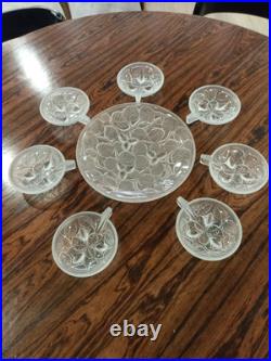 Service à Dessert Coupe Coupelles Art Déco Verre Blanc Moulé Arrers France 1930