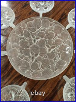 Service à Dessert Coupe Coupelles Art Déco Verre Blanc Moulé Arrers France 1930